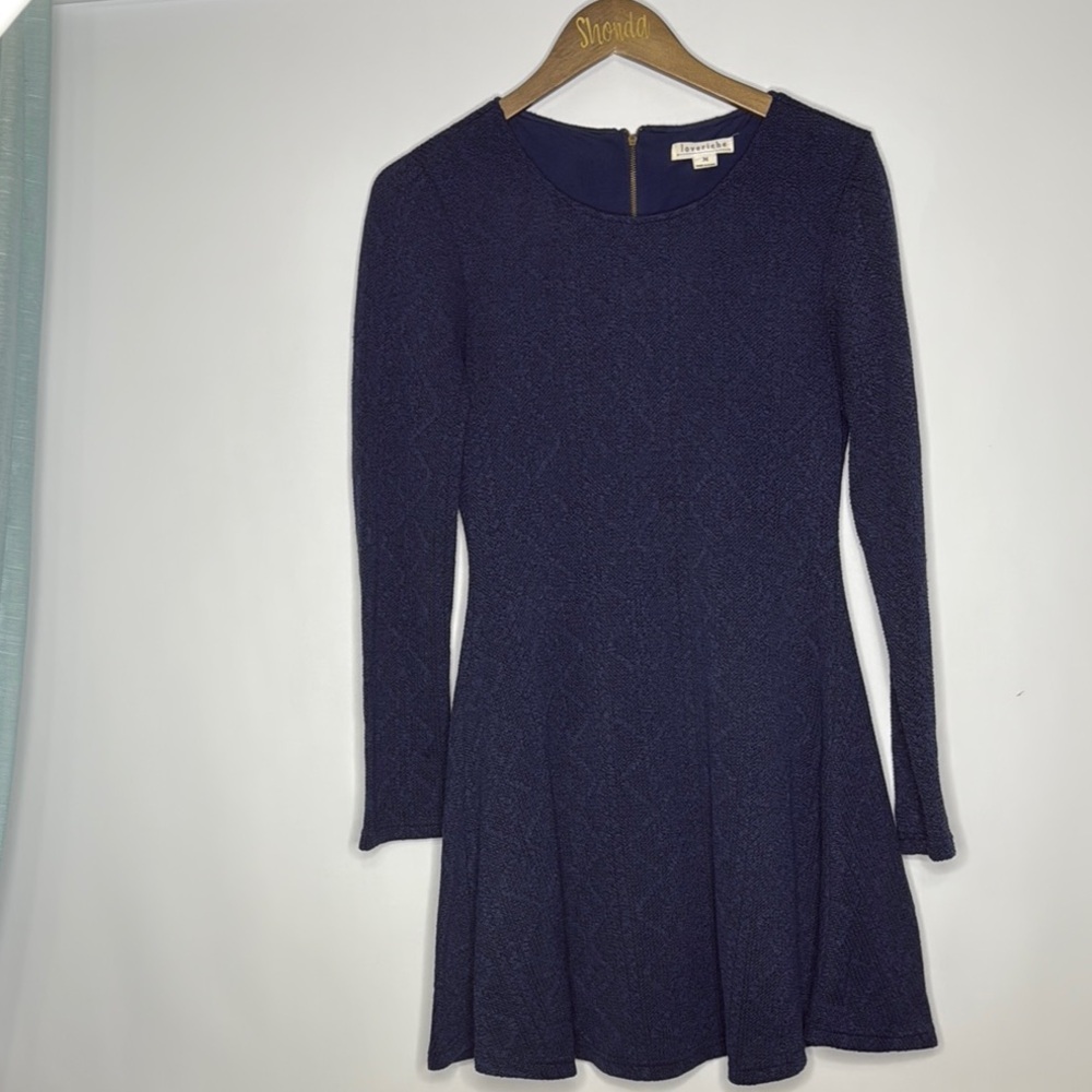 Love Riche navy sweater Fit and Flare Long Sleeve Dress